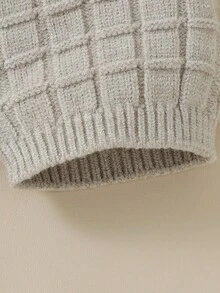 Đứa bé gái Chi tiết Nút Đan Romper & Mũ Without Tee - Màu be - Xem 4