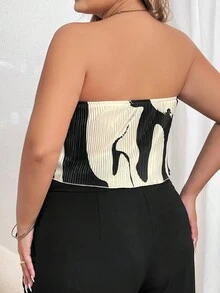 SHEIN Privé 大碼圖案印花抹胸上衣 - 彩色 - 查看 2