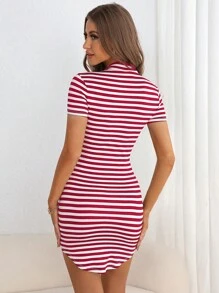 SHEIN Essnce Đầm Sọc Gợi cảm - Đỏ và trắng - Xem 2