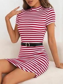 SHEIN Essnce Đầm Sọc Gợi cảm - Đỏ và trắng - Xem 3