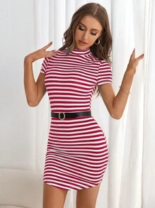 SHEIN Essnce Đầm Sọc Gợi cảm - Đỏ và trắng - Xem 5