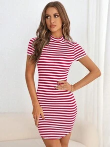 SHEIN Essnce Đầm Sọc Gợi cảm - Đỏ và trắng - Xem 6