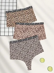 Plus 3pack Leopard Print Panty Set - Multicolor - View 1