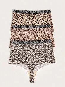 Plus 3pack Leopard Print Panty Set - Multicolor - View 2
