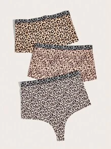 Plus 3pack Leopard Print Panty Set - Multicolor - View 3