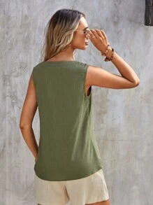 SHEIN LUNE Top con botón con doble bolsillo