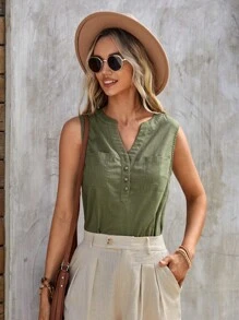 SHEIN LUNE Top con botón con doble bolsillo