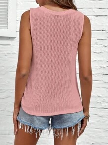 SHEIN LUNE Twist Hem Tank Top - Dusty Pink - View 2
