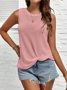 SHEIN LUNE Twist Hem Tank Top - Dusty Pink - View 5