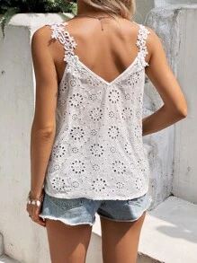 SHEIN VCAY Áo khoác và áo lót dành cho xe tăng nữ Đề can Tranh thêu màu trơn Giải trí - trắng - Xem 2