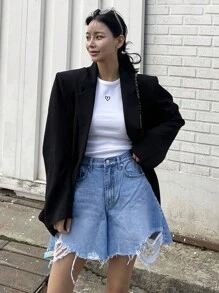 DAZY 愛心刺繡背心上衣 - 白色 - 查看 9