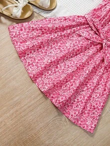 Đầm bé gái Xù Họa tiết hoa Dễ thương - Màu Hồng Tươi - Xem 3