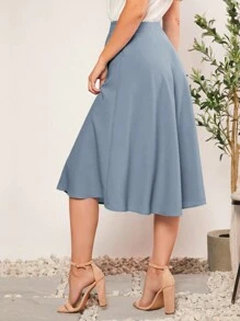 SHEIN LUNE Solid Flare Skirt