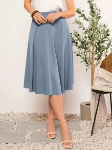 SHEIN LUNE Solid Flare Skirt