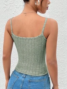 SHEIN PETITE Solid Cami Top - Mint Green - View 2