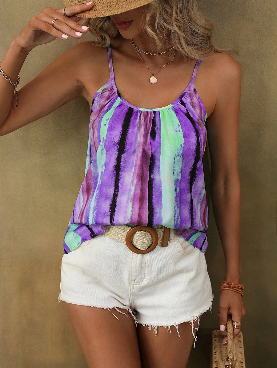 SHEIN VCAY Áo thun họa tiết in khối màu dành cho nữ - Nhiều màu - Xem 1