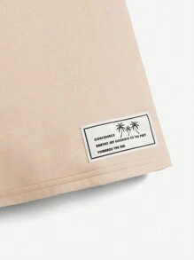 SHEIN Toddler Girls Slogan Patched Tee & Sweatpants - Apricot - View 3