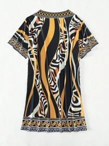 Allover Print Cover Up Dress For Summer Beach Vacation - Multicolor - View 3