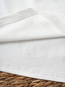 SHEIN EZwear 大碼字母圖案T恤 - 白色 - 查看 4