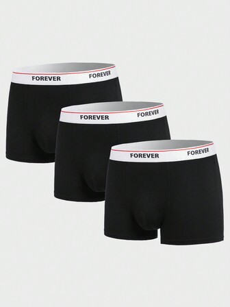 男士3入組字母織帶腰帶平角內褲