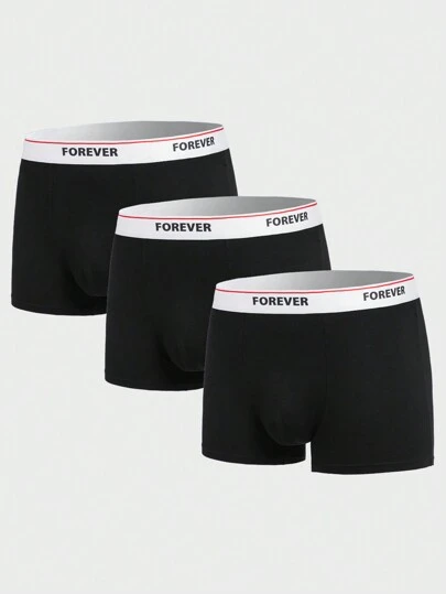 男士3入組字母織帶腰帶平角內褲