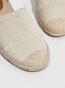 Styleloop Giày nữ đế xuồng có chi tiết xếp nếp, giày đế xuồng vải cho kỳ nghỉ hè, giày đi nghỉ hè, giày đi chơi mùa hè, giày Boho Feels Vintage Cottage Core Frenchy, giày Giáng sinh, mùa thu, năm mới, ngày lễ - Màu be - Xem 4