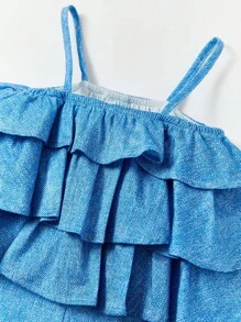Baby Ruffle Trim Cami Jumpsuit - Mint Blue - View 3