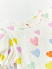 Cozy Pixies 嬰兒女心形印花泡泡袖t恤 - 彩色 - 查看 5
