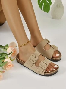 女士時尚平底涼鞋帶扣飾裝飾用品