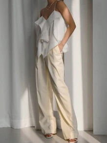 DAZY Ruffle Trim Cami Top Tank Tops Festival Outfits - White - View 5