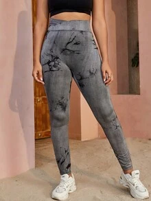 Tie Dye Wideband Waist Stretch Running Yoga Leggings