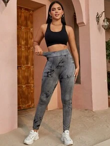 Tie Dye Wideband Waist Stretch Running Yoga Leggings