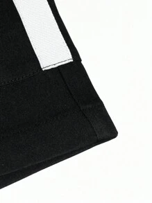 Manfinity Homme Quần Short Nam Dây kéo Túi Ruy băng Khối Màu Giải trí - màu đen - Xem 5