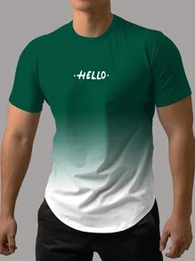 Manfinity Homme Áo thun & Áo lót Nam Lá thư Ombre Giải trí - Màu xanh lá cây đậm - Xem 1