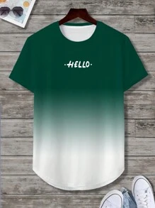 Manfinity Homme Áo thun & Áo lót Nam Lá thư Ombre Giải trí - Màu xanh lá cây đậm - Xem 2