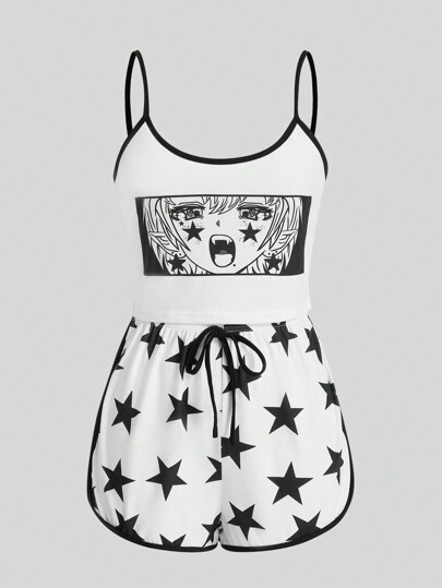 Be Kind and Love Yourself Figure Graphic Contrast Binding PJ Set