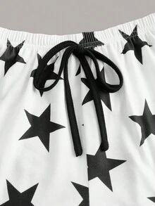 Be Kind and Love Yourself Figure Graphic Contrast Binding PJ Set - Black and White - View 4