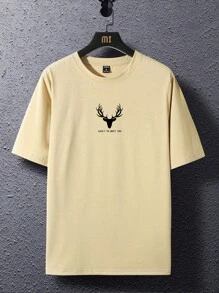 Manfinity Homme Áo thun nam Thú vật Slogan Giải trí - Màu be - Xem 2