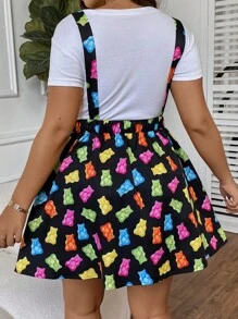 SHEIN Qutie Đầm Plus Size Hội Chữ thập Hoạt hình Giải trí - màu đen - Xem 2