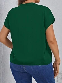 SHEIN LUNE Áo sơ mi Plus Size In hoa Báo Giải trí - Màu xanh lá cây đậm - Xem 2