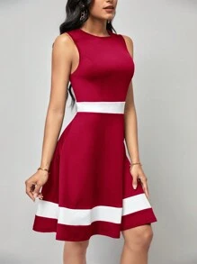 SHEIN LUNE Đầm Khối Màu Thanh lịch - Đỏ - Xem 6