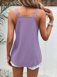 SHEIN Frenchy 素色鏤空吊帶上衣 - 紫色 - 查看 2