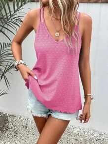 SHEIN Frenchy Solid Cami Top - Hot Pink - View 7