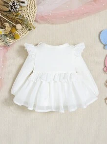 SHEIN Baby Girl Ruffle Trim Peplum Top