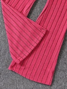 SHEIN Girls Solid Tank Top & Flare Leg Trousers - Hot Pink - View 7