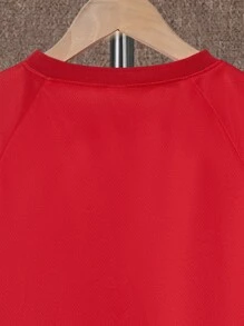 SHEIN Tween Boy Letter Graphic Raglan Sleeve Tee & Shorts Set - Red - View 4