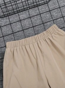 SHEIN Tween Boy休閒寬鬆修身卡其褲,帶有3d口袋