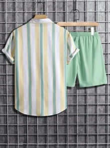 Manfinity Homme Bộ hai mảnh Nam Dây kéo Nút phía trước Sọc Giải trí - Nhiều màu - Xem 2