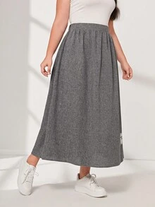 Mulvari 大碼字母補丁細節半身裙