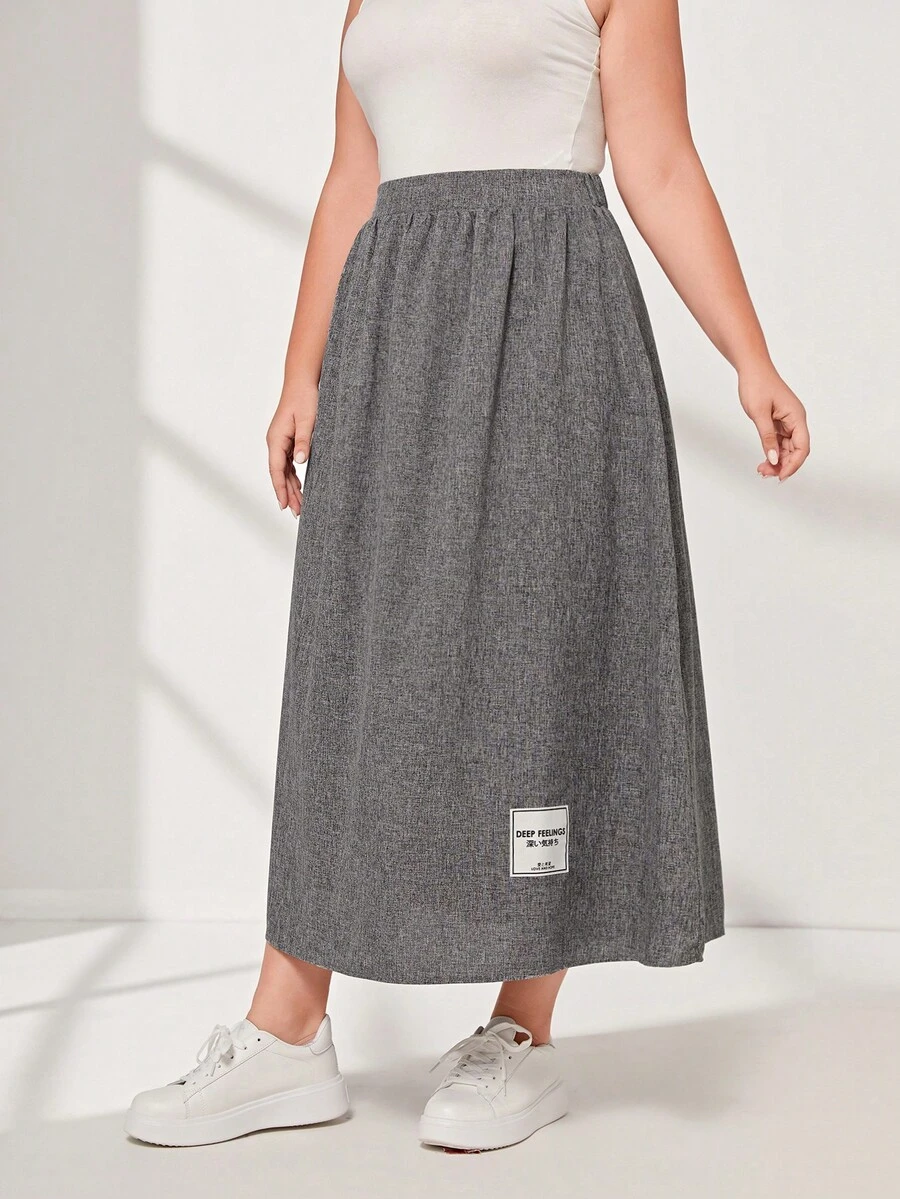 Mulvari 大碼字母補丁細節半身裙